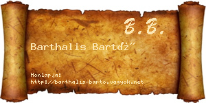 Barthalis Bartó névjegykártya